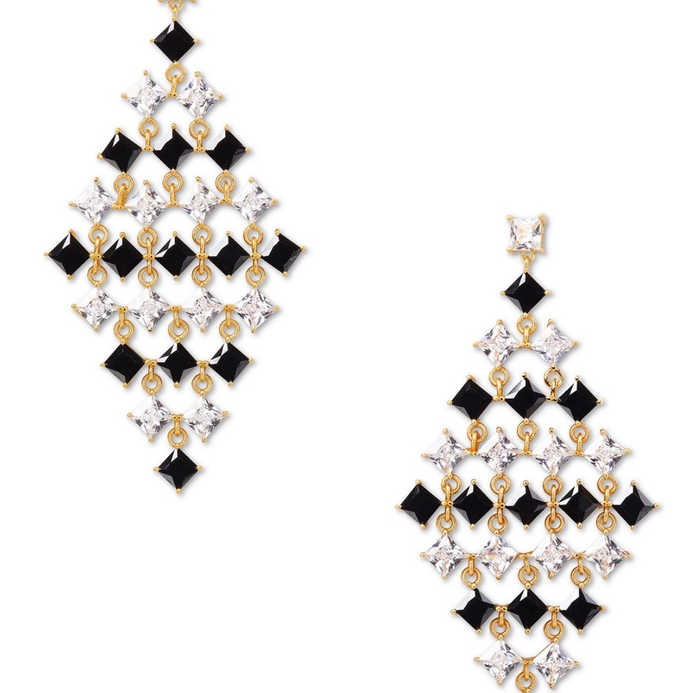 KATE SPADE NEW YORK Black and Clear Crystals Kaleidoscope Statement Earrings NEW